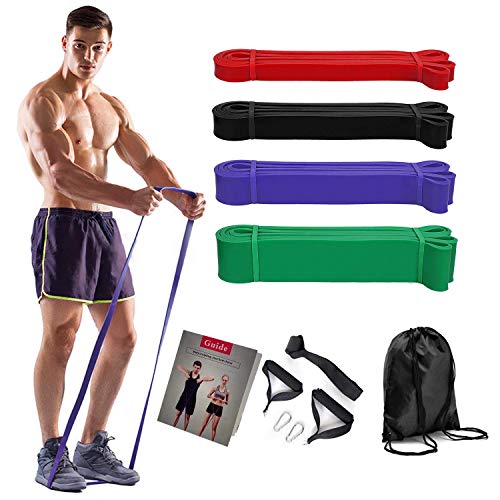 COXTNBIO Bandas de Resistencia, 4pcs Bandas Elasticas de Fitness con 4 Niveles, Bandas Elásticas de Fitness de Látex Natural para Entrenamiento de Fuerza, Yoga, Pilates