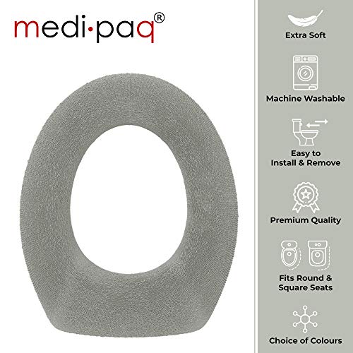 Cubierta De Asiento De Inodoro Medipaq® - Forro Acolchado De Sensación Súper Cálida Y De Lujo - Anillo De Retención Endurecido - Ajuste Universal - Lavable A Máquina