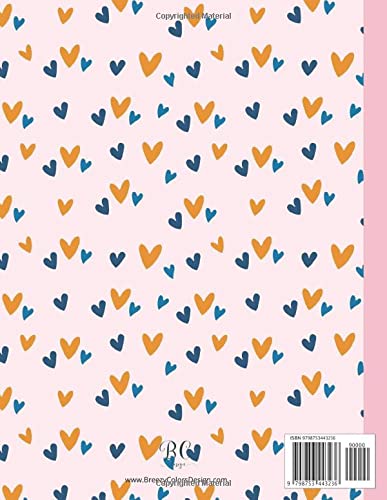 Cute Pink Composition Notebook for Girls: 100 Pages (50 Sheets), Great for School Student, Teens, Boho Aesthetic Design with Hearts on it, Ruled 8.5 x 11 US Letter Size