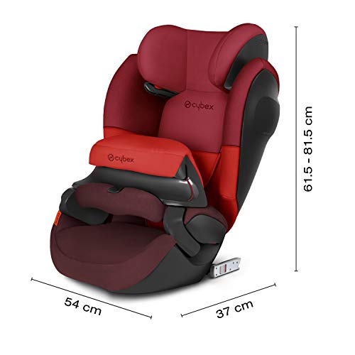 Cybex - Silla de coche grupo 1/2/3 Pallas M-Fix SL, silla de coche 2 en 1 para niños, para coches con y sin ISOFIX, 9-36 kg, desde los 9 meses hasta los 12 años aprox.Rumba Red