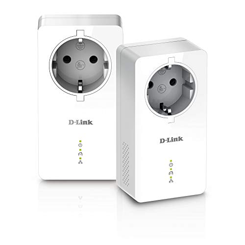 D-Link DHP-P601AV Kit de inicio de 2 adaptadores Powerline con enchufe directo, puerto Gigabit, AV1000, velocidad de hasta 1000 Mbps, blanco