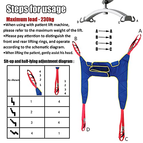 DBMGB Arnes Gruas para Enfermería Personas Mayores, Ayudas Dinámicas Arnés con Cinturón de Protección de Cintura Engrosado, Herramientas de Atención Hospitalaria a Domicilio, Carga-230kg