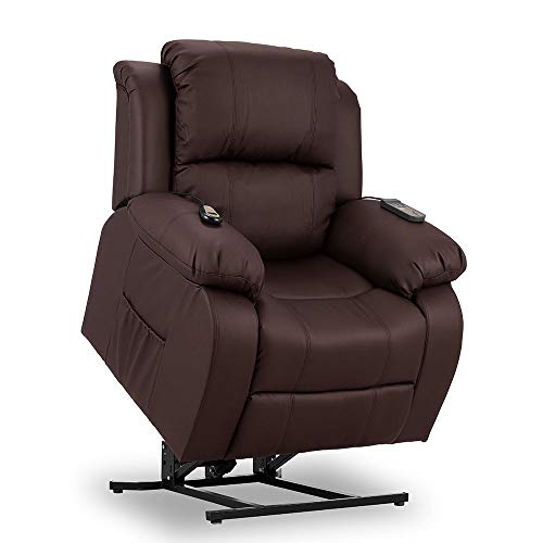 Descanso ENKASA Sillón Relax Eléctrico Levanta Personas Trevi Choco con Reclinación 160º, 10 Programas, Temporizador, Calor Lumbar, Sist. Masaje 4 Zonas y Acabado PU [Incluye Mando].Ideal Gente Mayor