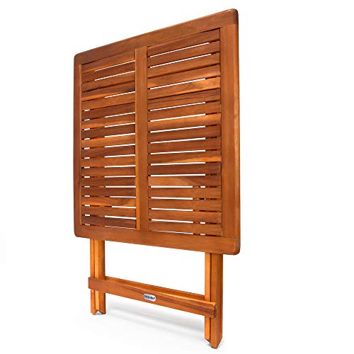 Deuba Mesa Auxiliar Plegable de Madera de Acacia 70x70cm mesita de café de jardín Exterior Resistente