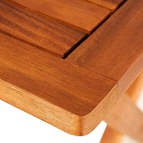 Deuba Mesa Auxiliar Plegable de Madera de Acacia 70x70cm mesita de café de jardín Exterior Resistente