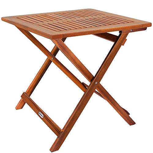 Deuba Mesa Auxiliar Plegable de Madera de Acacia 70x70cm mesita de café de jardín Exterior Resistente