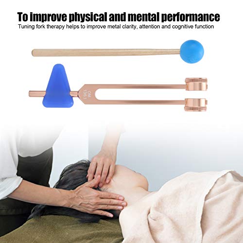 Diapasón, Meditación 136.1HZ Terapia de sanación con sonido Instrumento de diapasón, Kit de diapasón para enfermería médica(Rose gold OM tuning fork, blue)