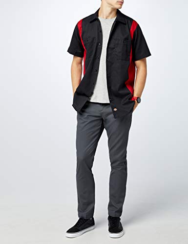 Dickies Two Tone Work Shirt Camisa, Negro (Black/English Red ber), XX-Large (Tamaño del Fabricante:XXLge) para Hombre