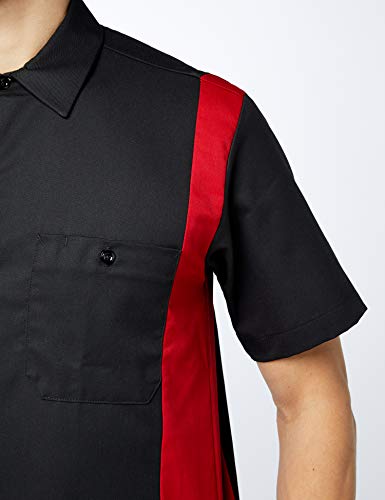 Dickies Two Tone Work Shirt Camisa, Negro (Black/English Red ber), XX-Large (Tamaño del Fabricante:XXLge) para Hombre