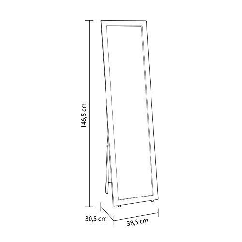 DISTRIGAL, S.L. HomeSouth – Espejo Rectangular de pie Dormitorio, Espejo Cuerpo Entero vestidor, Modelo Cardiff, Medidas: 146,5 cm (Alto) x 38,5 cm (Ancho) x 30,5 cm (Fondo)