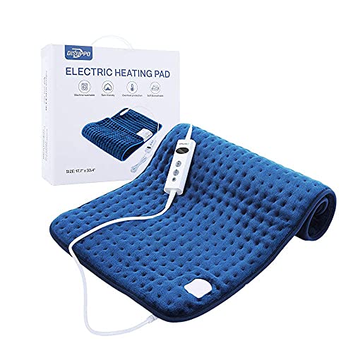 DISUPPO Manta Electrica, 45 x 85cm Almohadilla Eléctrica, Con 10 Niveles de Calentamiento, Temporizador de 90 Minutos y Función de Apagado Automático, Lavable, para Espalda, Cuello, Hombros