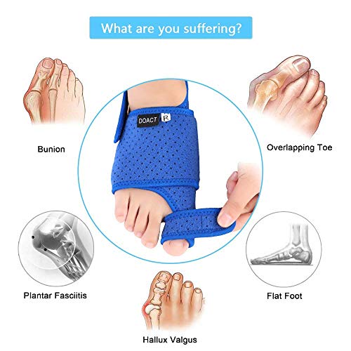 Doact Corrector de Juanetes Férula Protector con Gel Soporte de Arco para Noche y Día Hombres y Mujeres Enderezadora de Dedo Gordo para Hallux Valgus, Pie Plano y Alivio del Dolor del Pie de Martillo