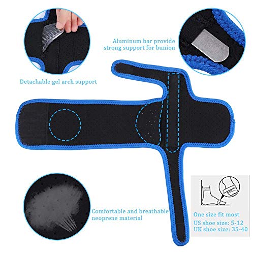 Doact Corrector de Juanetes Férula Protector con Gel Soporte de Arco para Noche y Día Hombres y Mujeres Enderezadora de Dedo Gordo para Hallux Valgus, Pie Plano y Alivio del Dolor del Pie de Martillo