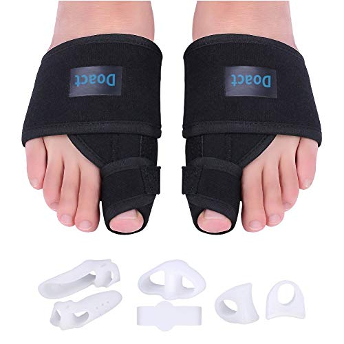 Doact Hallux Valgus Férulas, Puntera para Día y Noche en Juanete, Juanete Corrector Kit para Pérdida de Peso en la Noche Más 6pcs Gel de Alivio del Dolor para día suave para Hombres y Mujeres (L)