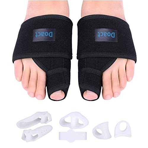 Doact Hallux Valgus Férulas, Puntera para día y Noche en Juanete, Juanete Corrector Kit para Pérdida de Peso en la Noche Más 6pcs Gel de Alivio del Dolor para día suave para Hombres y Mujeres (S)