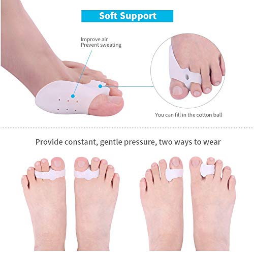 Doact Hallux Valgus Férulas, Puntera para día y Noche en Juanete, Juanete Corrector Kit para Pérdida de Peso en la Noche Más 6pcs Gel de Alivio del Dolor para día suave para Hombres y Mujeres (S)