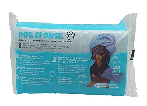 Dog Sponge Esponja Jabonosa Desechable de Un Solo Uso con Champú de Avena para Perros. Esponja de Baño y Limpieza de Almohadillas para Todo Tipo de Canes. 10 Unidades