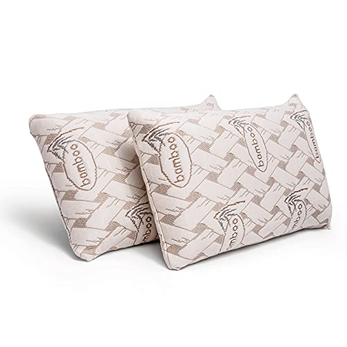 Don Descanso - Pack 2 Almohadas de Viaje Viscoelásticas Bamboo (42 x 24cm), Ergonómicas y Transpirables. Ideal para Coche y Avión, Alivia la Fatiga, Apoyo de Cabeza y Cuello. Fabricadas en España