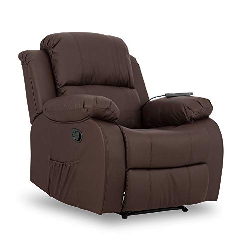 Don Descanso - Sillón Masaje Relax Calor Trevi Choco Reclinable 160º con 8 Motores Silenciosos, Calor Lumbar, Sist. Masaje 4 Zonas y Acabado en PU Anti-Cuarteo [Incluye Mando]. Ideal Gente Mayor