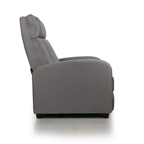 Don Descanso - Sillón Reclinable Tela Verona Gris, Sillón Relax con Reposapiés, Sistema de Apertura Push, Compacto, 2 Posiciones de Tumbada y Posición Cero, Butaca Salón Reclinable hasta 160º