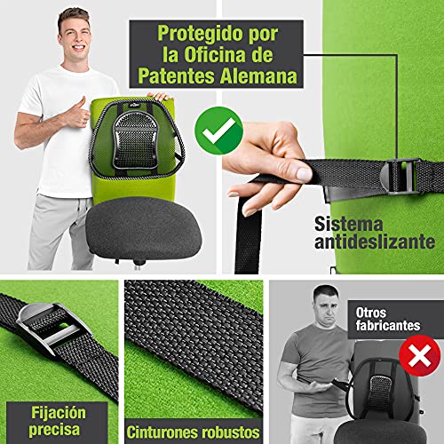 Donnerberg Soporte Lumbar Silla Oficina - Respaldo Lumbar Coche Alivia el Dolor Lumbar - Almohada Lumbar - Calidad Alemana