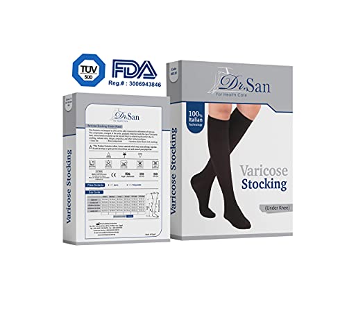 Dr. SAN® Medias de compresión médica certificadas de calidad (20-30 mmHg, 280 deniers, clase 2) para hombre y mujer – Medias de apoyo para vuelo y embarazo – Medias de compresión hasta la rodilla