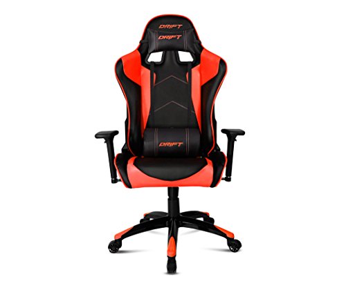 Drift DR300BR - Silla Gaming profesional, polipiel, reposabrazos 3D, piston clase 4, asiento basculante, altura regulable, respaldo reclinable, cojines lumbar y cervical, color negro/rojo