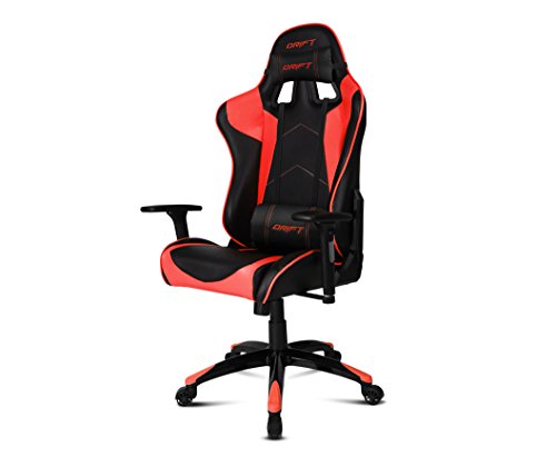 Drift DR300BR - Silla Gaming profesional, polipiel, reposabrazos 3D, piston clase 4, asiento basculante, altura regulable, respaldo reclinable, cojines lumbar y cervical, color negro/rojo