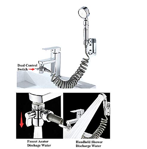 Ducha de 3 Modos Mano Cabeza de Ducha Fregadero Manguera Spray Set para baño cocina Alta Presión y Ahorro de Agua de Presión de Aumento