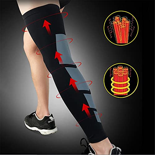 Ducomi Knix - Manguitos de Compresión para Pantorrilla, Soporte de Rodilla de Pierna Larga, Medias para Correr, Ciclismo, Fútbol, Rugby, Baloncesto, Fitness, Gimnasio, Juego de 2 (Gris, M)