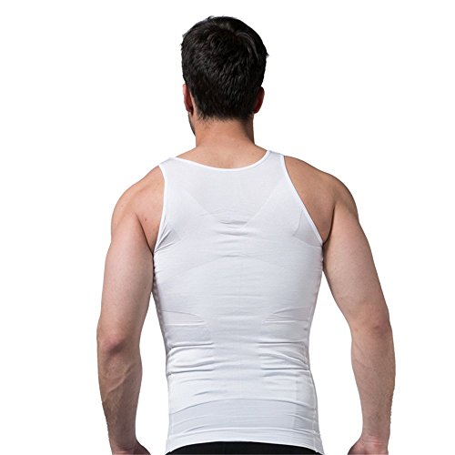 Ducomi ZEROBODYS Incredible Series - Camiseta Moldeadora Reductora de Efecto Adelgazante para Hombre - Hace la Zona Abdominal más Fina y Tónica (Blanco, L)