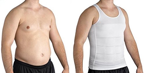 Ducomi ZEROBODYS Incredible Series - Camiseta Moldeadora Reductora de Efecto Adelgazante para Hombre - Hace la Zona Abdominal más Fina y Tónica (Blanco, L)