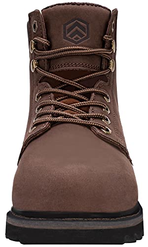 DURA-ANTISKID Botas de Trabajo para Hombre Reforzada Punta Suave Botas de Seguridad Impermeable Calzado de Trabajo (café,44EU)