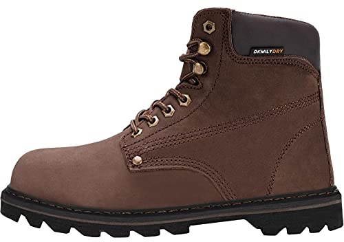 DURA-ANTISKID Botas de Trabajo para Hombre Reforzada Punta Suave Botas de Seguridad Impermeable Calzado de Trabajo (café,44EU)