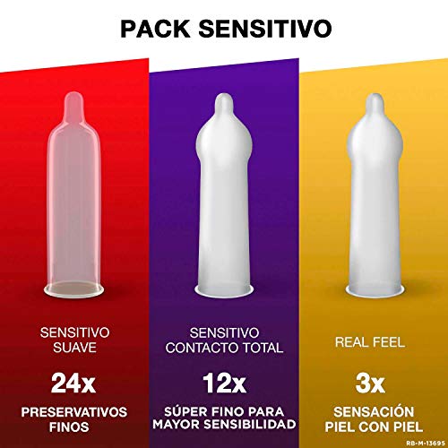 Durex Pack Preservativos Sensitivo Suave + Sensitivo Contacto Total + Real Feel Sin Latex - 39 condones