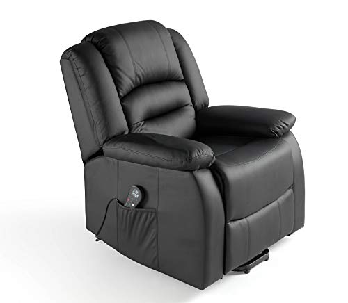 ECODE Sillón de Masaje Maximum. 9 programas de Masaje con Calor Lumbar, reclinación Manual, 10 vibromotores (Negro)