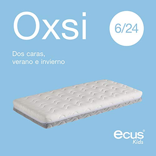 Ecus Kids Colchón de Cuna Antiahogo Oxsi, Blanco/Gris, 117 x 57 x 12