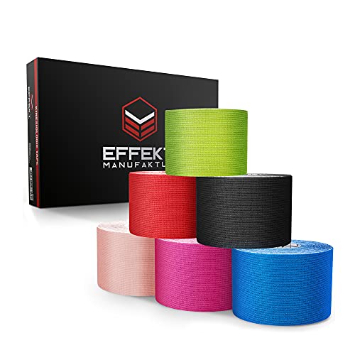 Effekt Manufaktur [5m x 5cm] Kinesiotapes en muchos colores I Kinesiology Tape waterproof & elastic I Extra strong Kinesio Tape (6 rolls set)