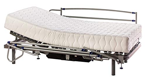 ekamia - Cama Articulada Eléctrica Eris con Colchón Luka y Barandillas - 105cm x 190cm, Mando con Cable