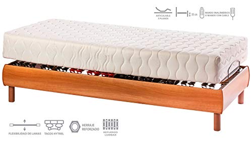 ekamia - Cama Articulada Eléctrica Nix con Colchón Luka - 90cm x 190cm, Mando inalámbrico