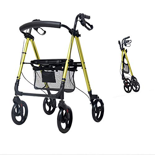 El respaldo plegable desmontable y desmontable de la parte posterior de aluminio de Walker de cuatro ruedas de Walker se puede utilizar como un carrito de compras antiguo