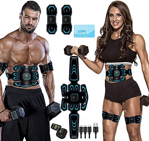 Electroestimulador Muscular, Abdominales Cinturón, Estimulador Muscular Abdominales, Masajeador Eléctrico Cinturón con USB, EMS Ejercitador del Abdomen/Brazo/Piernas/Cintura (Hombre/Mujer)