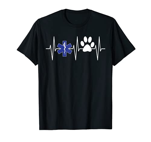 EMS Shirt Dog Lover EMT Paramedic Heartbeat Perros Camiseta