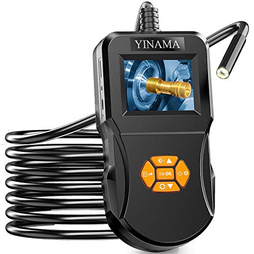 Endoscopio Industrial, YINAMA Boroscopio de Pantalla IPS de 2,4 pulgadas, Cámara de Inspección IP67 a Prueba De agua, Con 8 luces LED, Cable Semirrígido (5M)