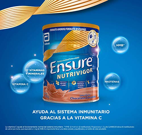 Ensure Pack de 2 NutriVigor Complemento Alimenticio con Proteínas, Vitaminas y Minerales, Sabor Chocolate - 850 gr + 400 gr