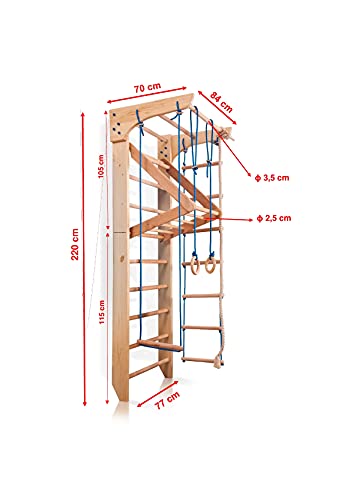 Escalera Sueca Barras de Pared Kinder-4-220, Gimnasia de los niños en casa, Complejo Deportivo de Gimnasia