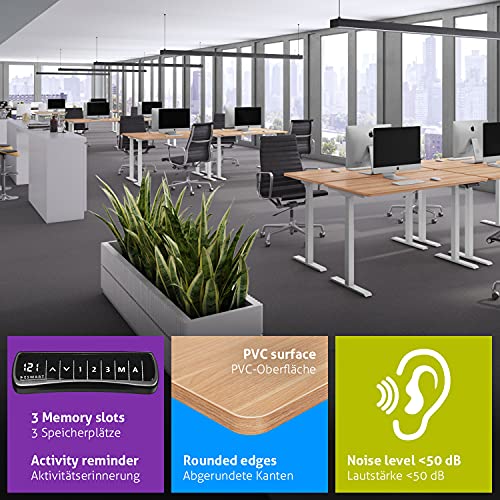 ESMART EZX-132WM 120 x 60 cm decoración de Arce Escritorio ergonómico de bipedestación Infinitamente Ajustable eléctricamente en Altura 58-123 cm 3 x Memoria Recordatorio de Actividad Montaje rápido