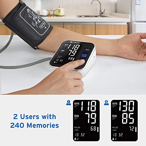 Etekcity Tensiómetro de Brazo Digital Recargable USB, 2 Memorias de Usuario(2 * 120), Monitor de Presión Arterial con Pantalla LED, Brazalete Suave de Amplio Rango, Validado Clínicamente