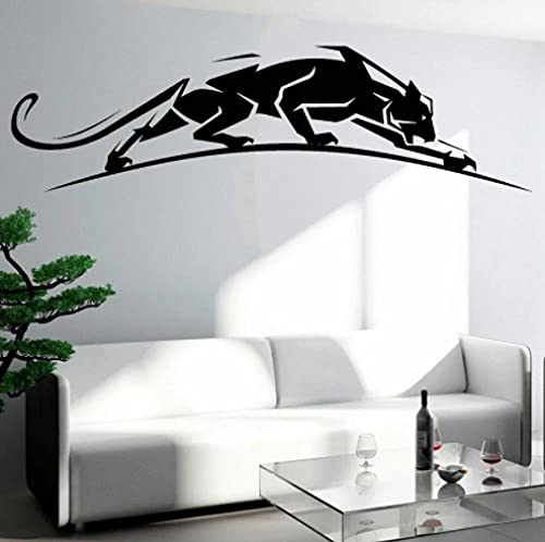 Etiqueta engomada geométrica de la pared de la pantera Animal salvaje leopardo calcomanía depredador Panthera pegatinas animales decoración del hogar decoración de la sala de estar 16x57cm