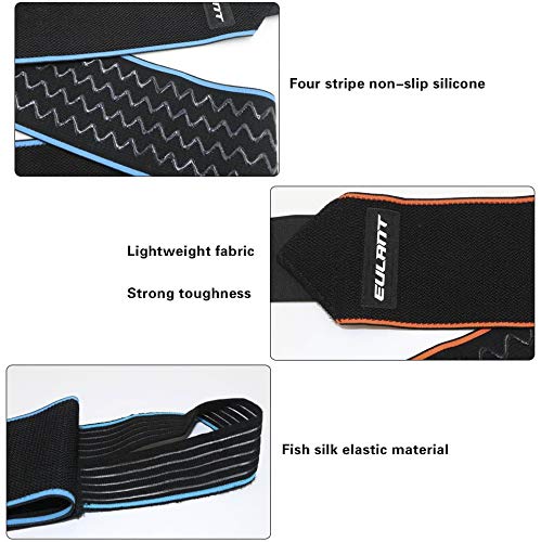 EULANT Elástica Tobillera para Esguince, Vendaje Tobillera 1 Par, Ajustable Protecciones para los Pies con Rayas de Silicona Antideslizante, 85cm, Negro/Azul